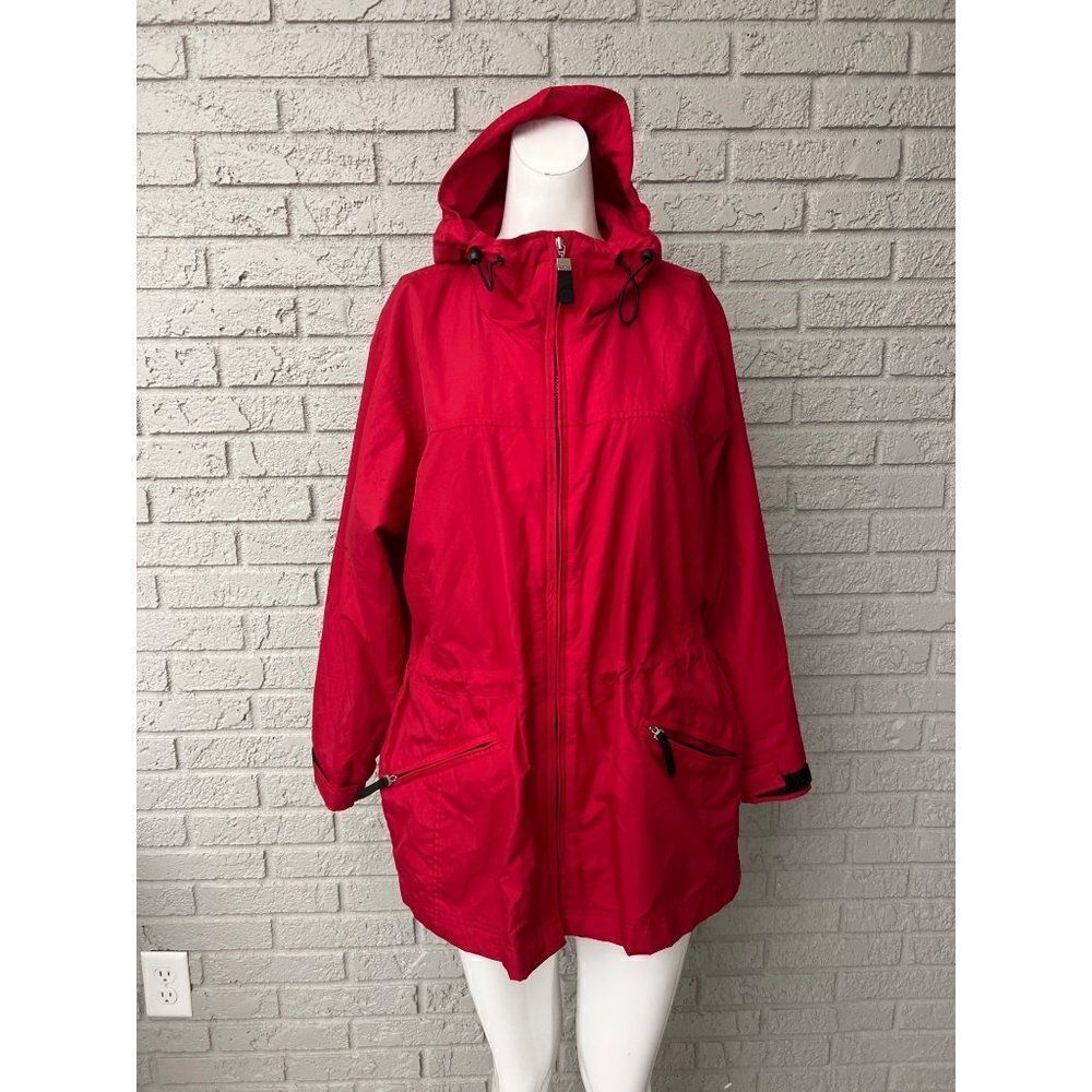 Pacific Trail Women Red Windbreaker Coat With Hoodie Size S